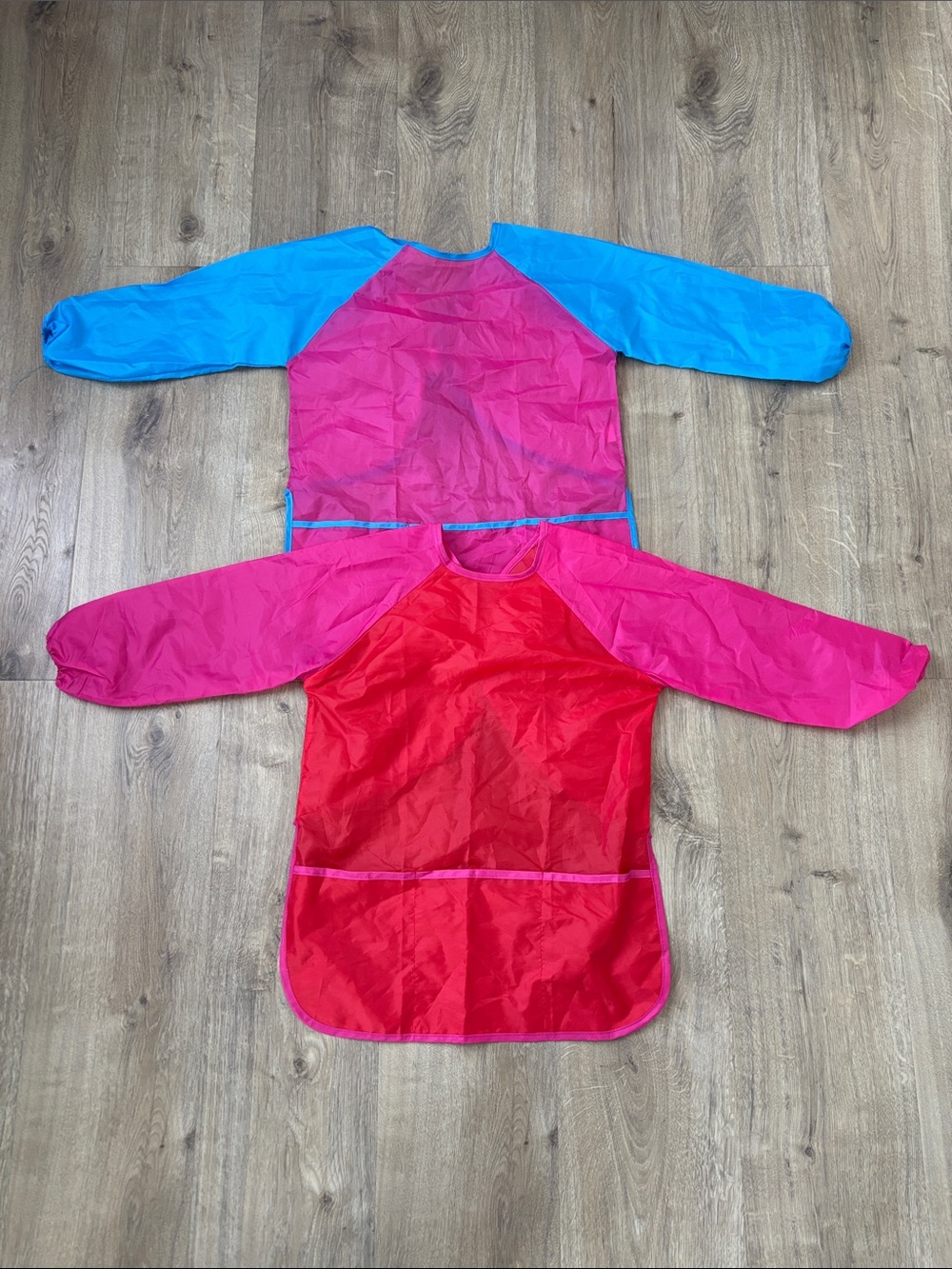 Kids Long-Sleeve Art Smock Set - Pink, Red, Blue